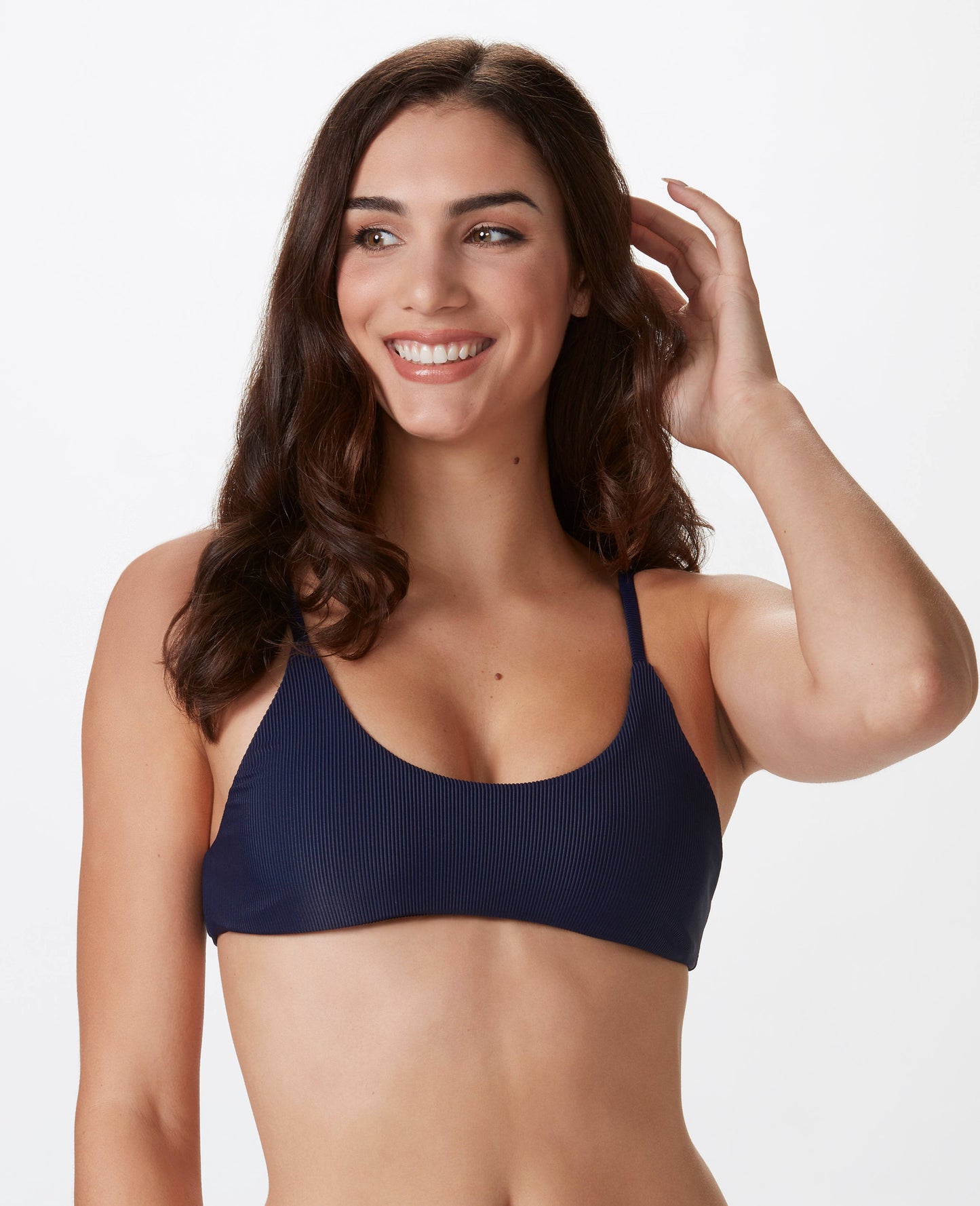 Lola Hybrid Top - Navy Ribbed